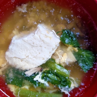 小松菜と豆腐としめじと卵のお味噌汁